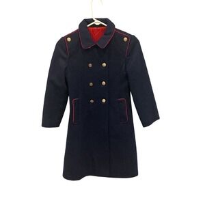 Vintage Rothschild Girls Peacoat Wool Coat 6 Sailor Navy Blue Military Classic